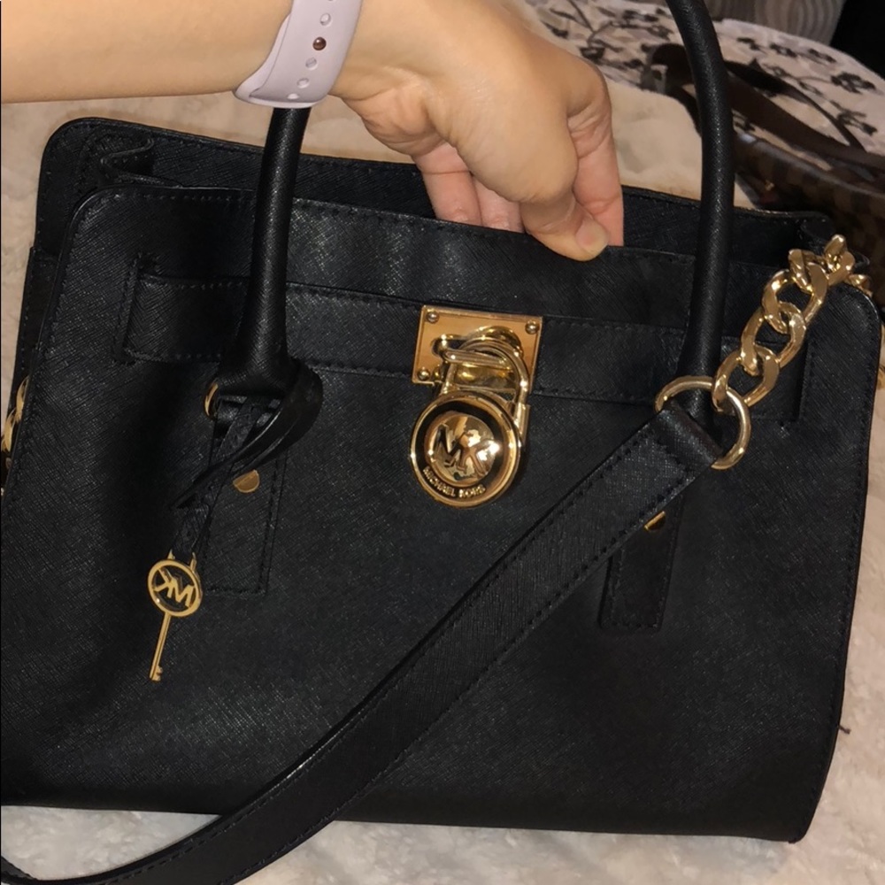 Micheal Kors Hamilton Saffiano balck leather Bag